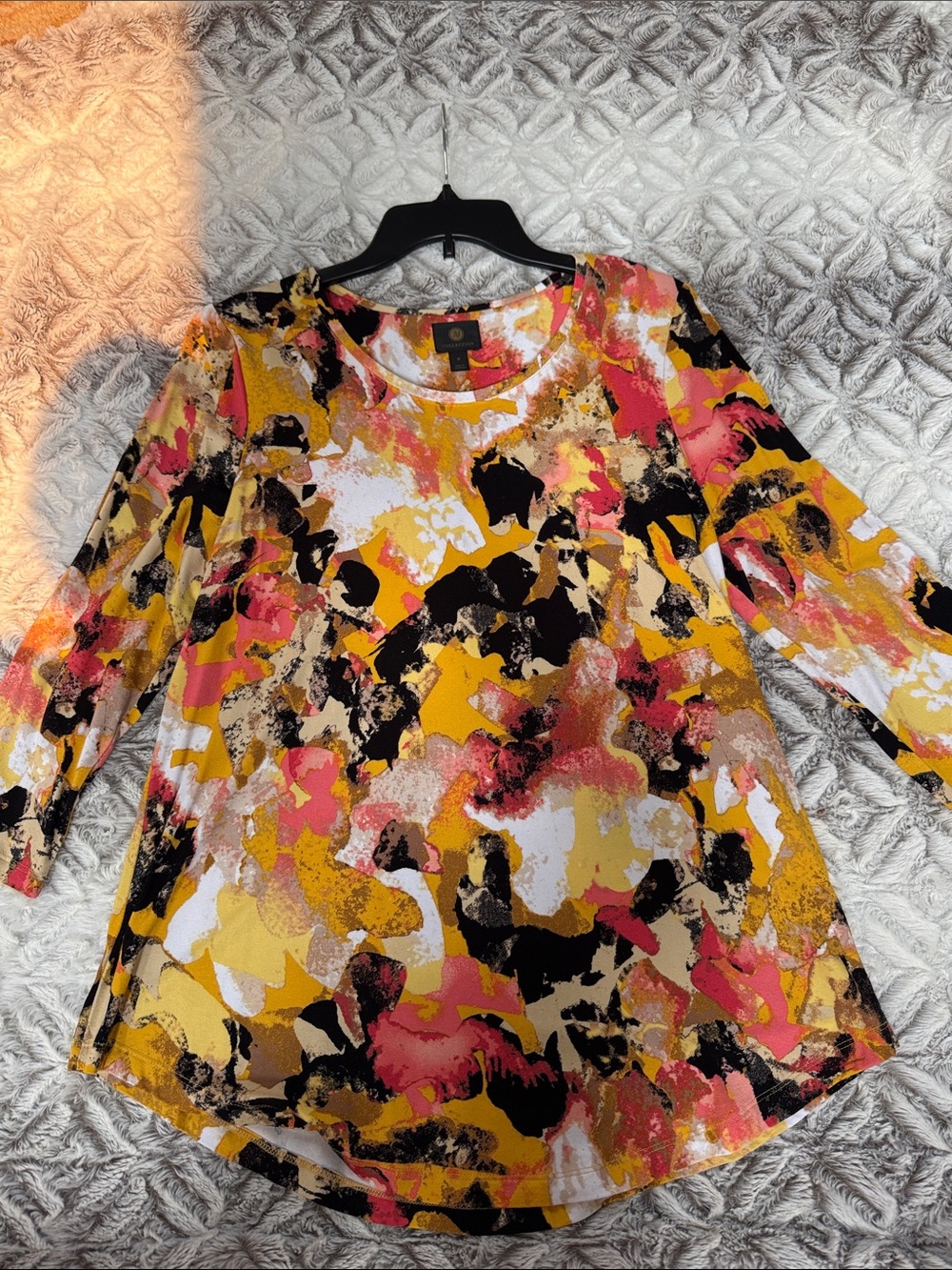 Women’s Multicolor Abstract Print Long Sleeve Top - Unknown Brand